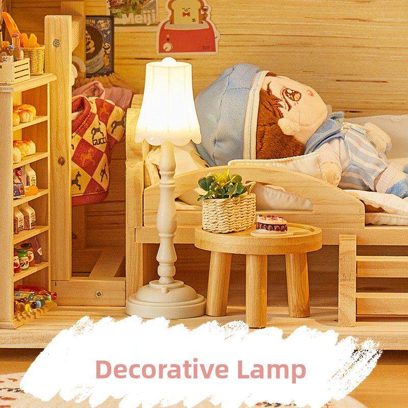 棉花娃娃DollHouse娃娃屋台灯BJD微缩模型OB11场景落地灯暖黄家具