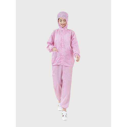 无尘服连帽裂衣蓝白防护服短防静电服男女工作服食品厂防尘服 - 封面