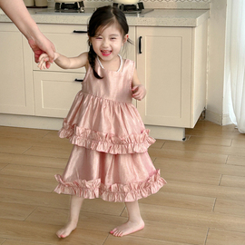 女童2024韩版夏季童装背心，半身裙套装女宝宝，海边度假沙滩裙潮