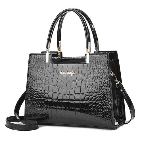 Fashionable Crocodile Embossed Handbag Letters Decorated