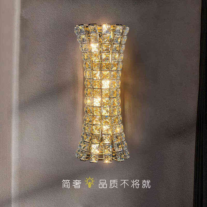 电视背景墙壁灯客厅小蛮腰造型艺术高级感楼梯轻奢主卧床头水晶灯