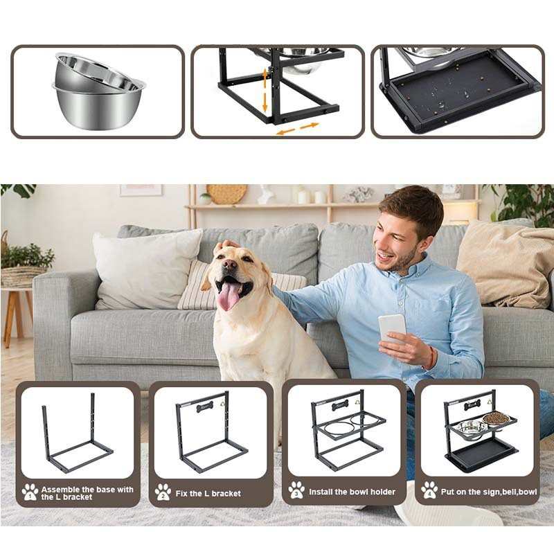 铁艺可调节升降宠物食盆架 双碗可拆卸食碗架 家用猫狗喂食器