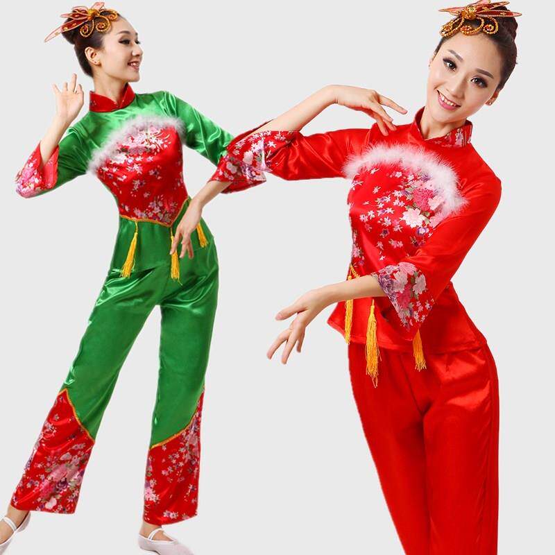 新款中老年秧歌服民族广场舞扇子舞演出服装腰鼓舞蹈表演服女秋冬