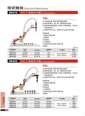 供应台湾精展气动攻牙机GAQ08GAQ12GAQ16攻丝机69410