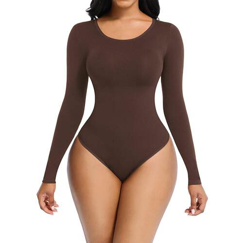 Long sleeved body slimming and waist cinching fitness