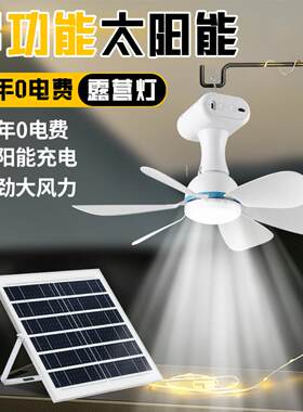 户外露营可携式防水防尘跨境热销欧美网红同款高颜值太阳能吊扇灯