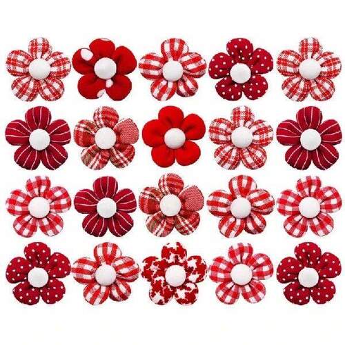 20PCS Flower Hairties Set Hair Bands Kittens Hair Elastic