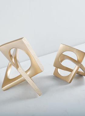 极店简代轻现奢几何环形摆间件样板酒书房客厅玄关桌面GD-A1167装