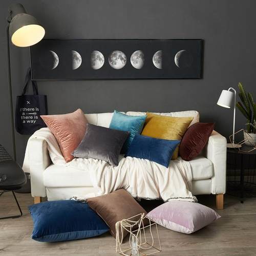 天鹅绒荷兰绒纯色现代简约沙发汽车抱枕腰靠枕靠垫含芯可加工