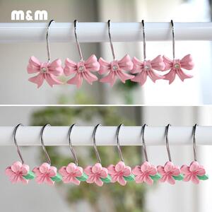M默玛精致花朵浴帘挂钩浴帘环浴帘圈粉色花挂钩三生三世十里桃花