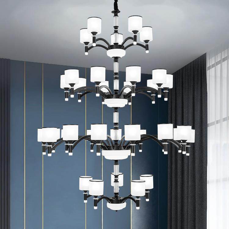 复式楼客厅大吊灯现代简约轻奢中空长楼中楼别墅挑空跃层大厅灯具