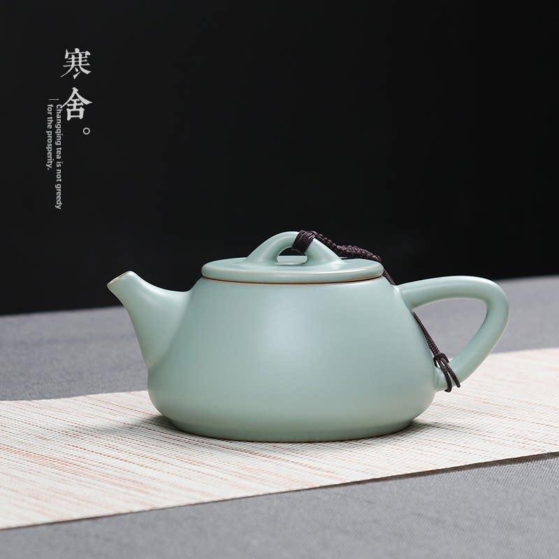 寒舍汝窑茶壶陶瓷茶具套装汝瓷开片石瓢壶冰裂功夫茶具大号泡茶壶