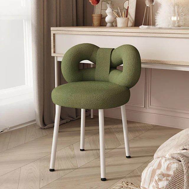 现代北欧布艺梳妆凳时尚极简蝴蝶结造型卧室凳靠背椅子高弹海绵