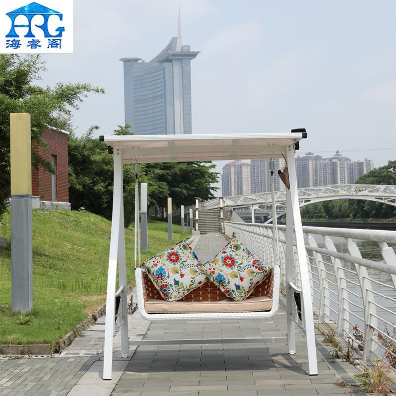 露台秋千户外庭院花园阳台摇椅铸铝太阳能家用网红休闲吊椅防晒