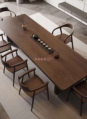 新中木式实茶家用办公室洽谈茶台原木大板禅意桌创ACW意桌功夫泡