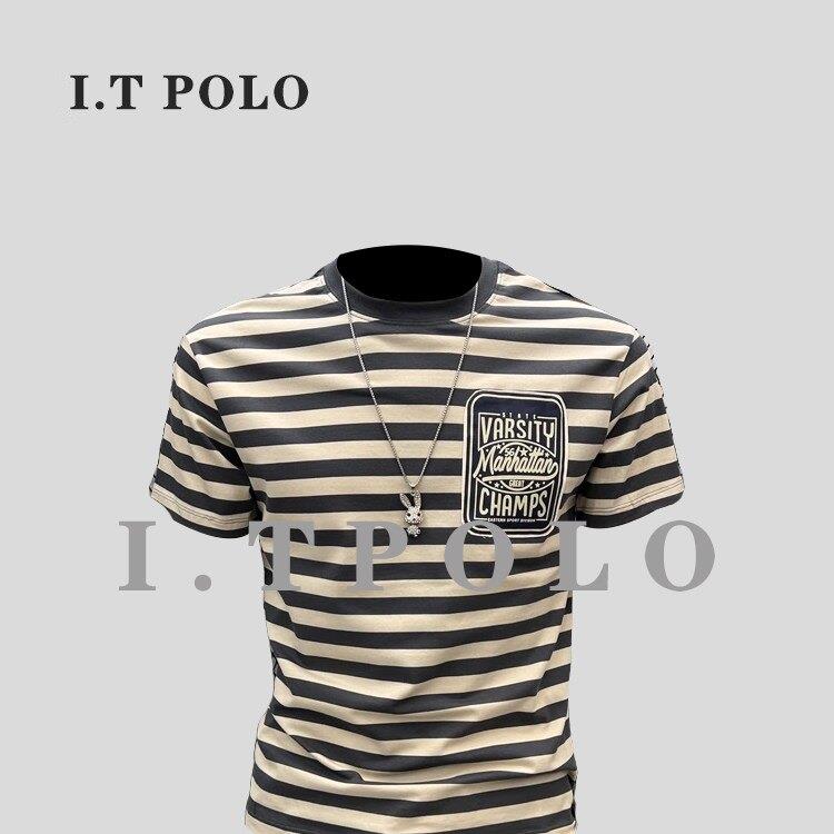I.T POLO 专柜~夏季新款男士条纹短袖T恤宽松个性弹力上衣清新潮