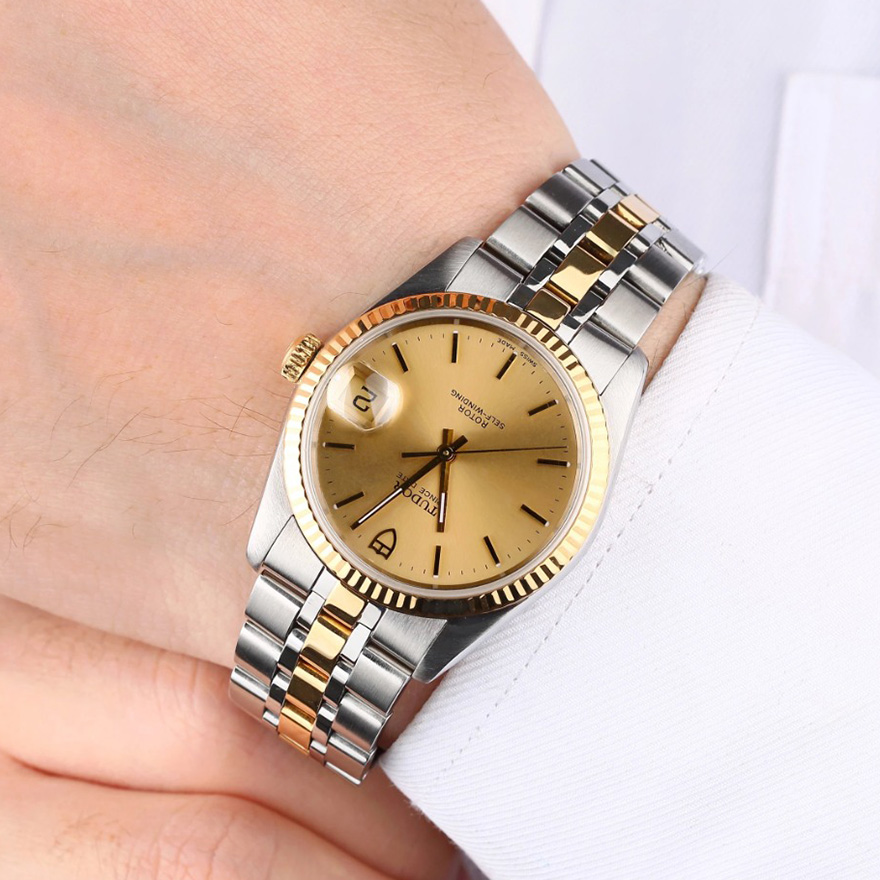 限时抢拍公价2.49万[95新]帝舵间金自动机械正品中型男表74033