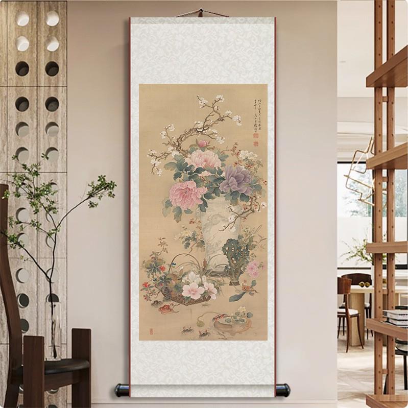 宋代美学卷轴挂画岁朝清供图名家卷轴挂画新中式茶室书房装饰画
