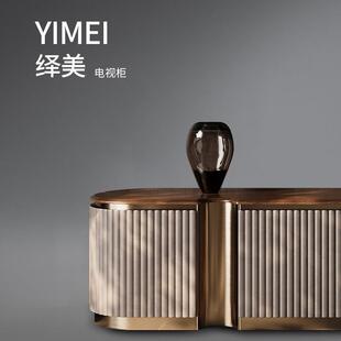 意式 极简天然奢石电视柜别墅客厅家用黑胡桃木电视柜款 折扣价