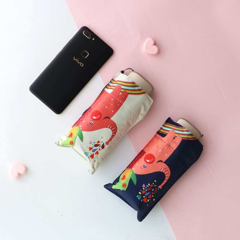 超轻迷你五折雨伞小巧便捷黑胶晴雨两用遮阳伞袖珍口袋卡通太阳伞