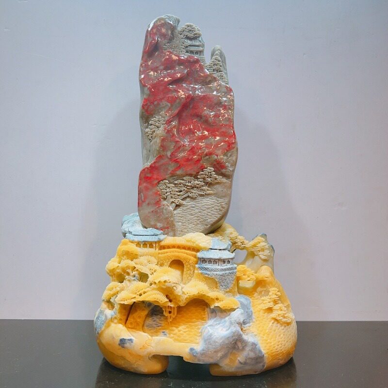 大师精品昌化鸡血石 一峰独秀红红火火 天然国石田黄石寿山石收藏
