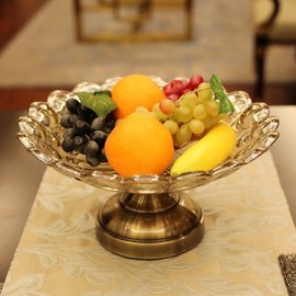 欧式水晶玻璃水果盘摆件，现代创意客厅家用餐桌，果盘果盆茶几装饰品