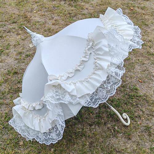 新款宫廷伞鸟笼拱形遮阳伞蕾丝花边lo伞罗莉塔少女心lolita黑胶伞