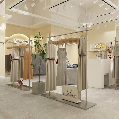 高档服装店挂衣架落地式带板不锈钢网红女装店货架展示架简约定制