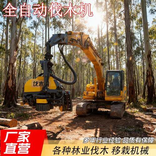 桉树全自动伐木机挖掘机割木机大型森林林场砍树设备出口