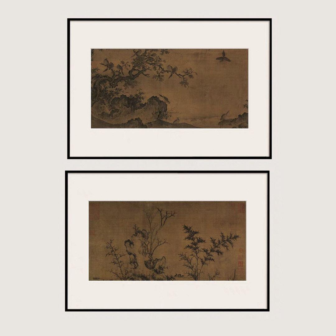 赵孟頫《竹石图》新中式小众艺术装饰画客厅书房国画公室山水画