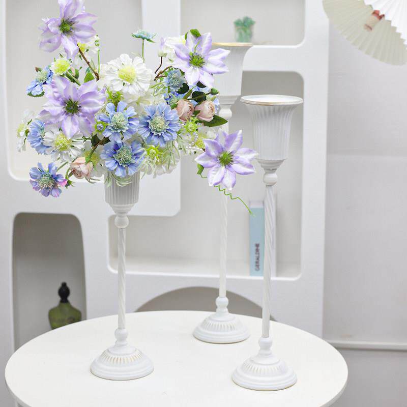 悦木 覆古高雅古典花瓶花器桌面欧式摆件插花做旧铁艺高脚花翁