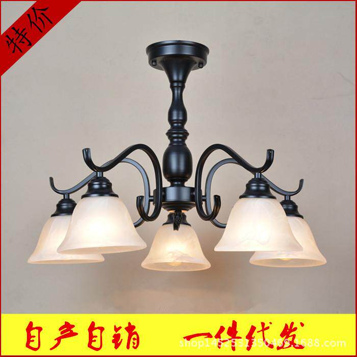 欧式铁艺吊灯新款 工程灯具 酒店卧室灯5头 美式复古吸顶灯