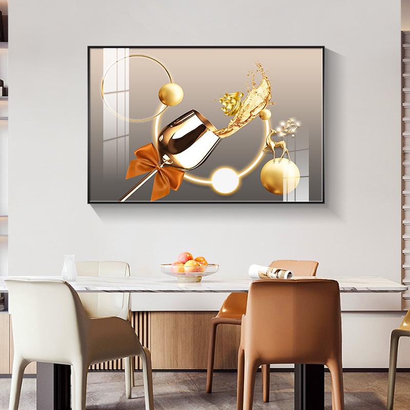 餐厅装饰画北欧酒杯挂画客厅入户玄关几何抽象背景墙壁画酒店装饰图片