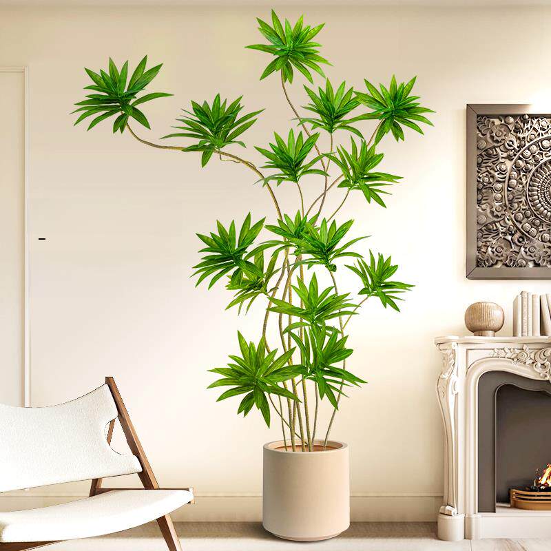 采购产品模拟绿色植物，百合花，竹盆栽植物，大型室内装饰花卉装