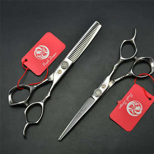 紫龙银色小龙柄理发店美发剪刀平剪刘海剪牙剪打薄剪发廊理发剪刀