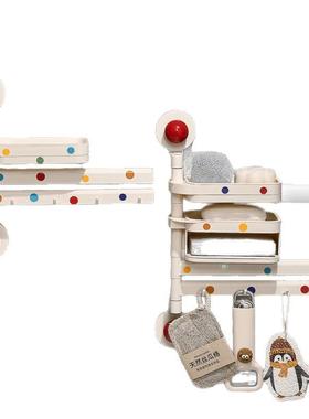 吸盘厨房抹布置物式架壁挂多旋转收杆58719纳架水多功能洗碗池沥