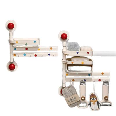 吸盘厨房抹布置物式架壁挂多旋转收杆58719纳架水多功能洗碗池沥