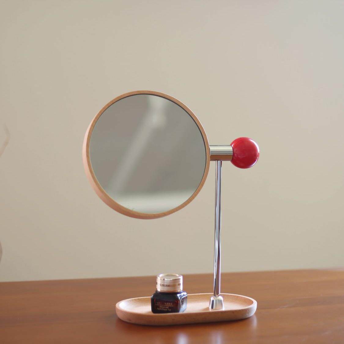 台式圆形桌面化妆镜高清复古镜子家用旋转简约轻奢梳妆镜汽车固执