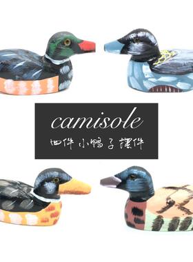 创意纯手工雕刻一套四个木鸭子摆件卧室桌面装饰品