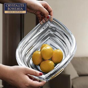 捷波西ZUL米亚进口创现代欧式客水厅茶几意水晶克玻璃大号果盘果