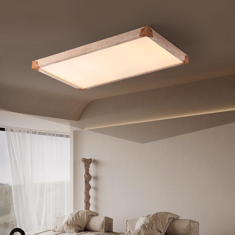 IAXI客厅吸护顶27900灯诧寂中古风黄洞石Q长方形大厅led眼N灯高端