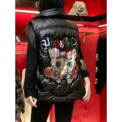 香港烫钻棉服马甲女士2025年外穿美拉德秋冬亮面短款立领坎肩外套