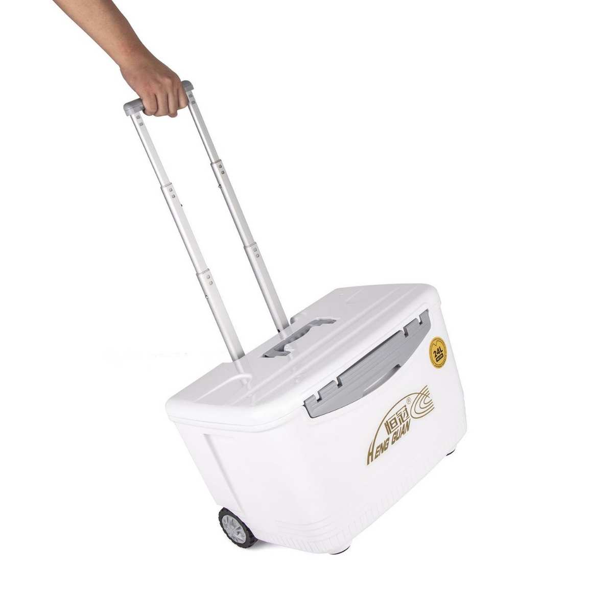 恒冠078拉杆海钓箱24升保温箱提手拉杆带轮海钓箱户外垂钓钓鱼用