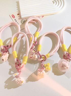 少女粉ins爱心猪猪花朵小挂件吊坠钥匙扣ccd相机手机挂绳便捷防丢