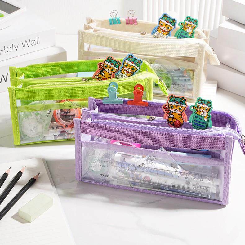 Large Capacity Transparent Pencil Case Simple Style for Girl图片