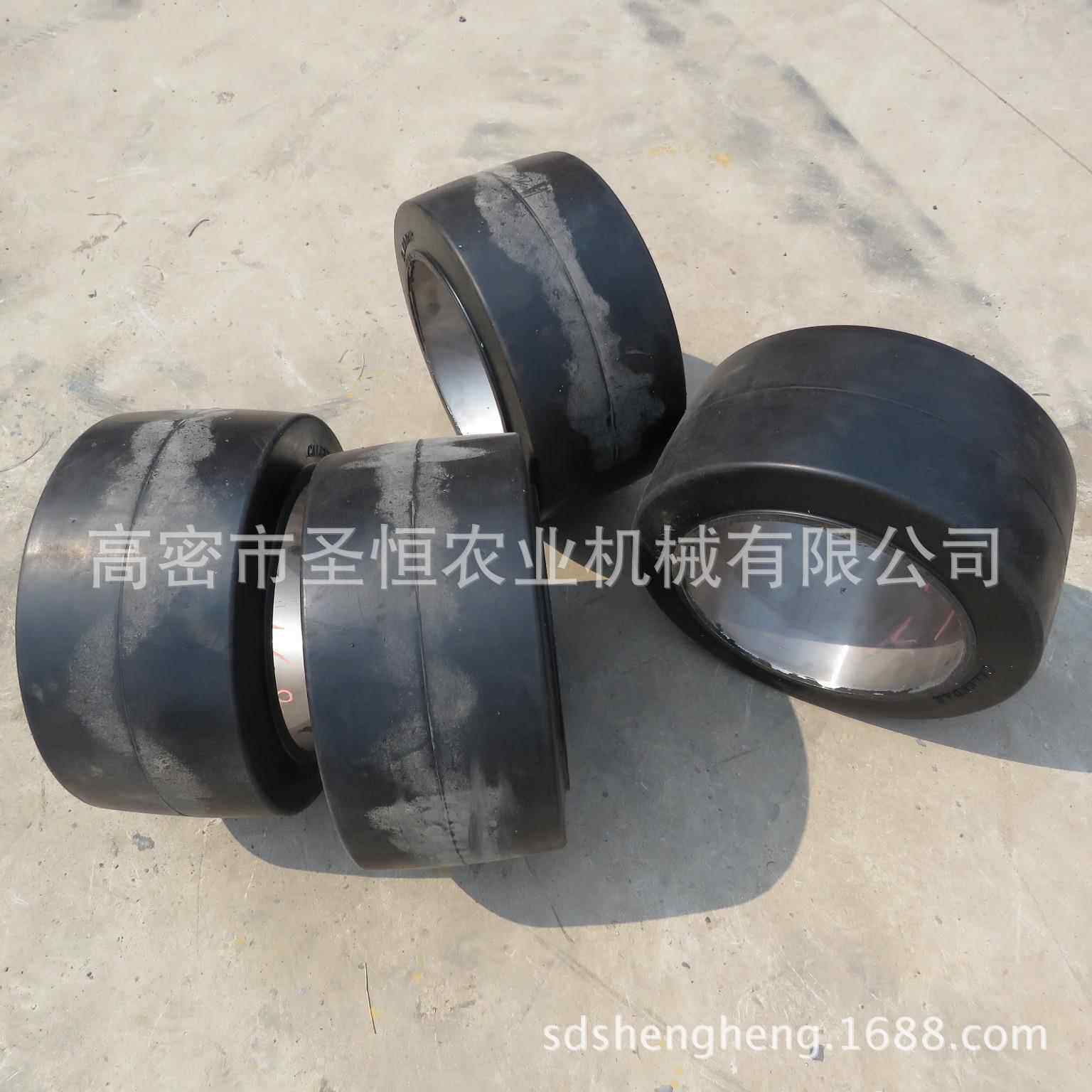 拖车配件耐磨拖车橡胶轮重型弹力车轱轮压配式实心轮胎