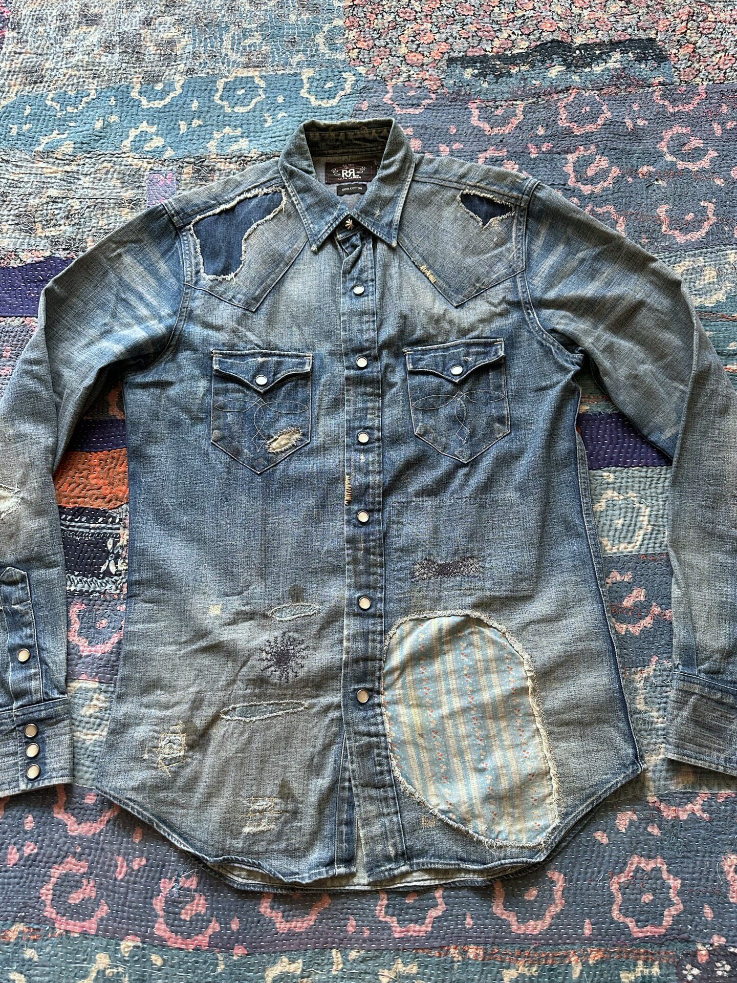 Ralph Lauren Double RL Distressed Denim Shirt