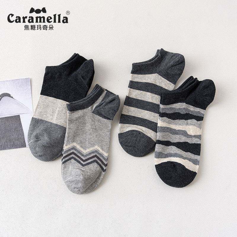 caramella新品深灰运动春夏季男船袜棉袜隐形袜透气