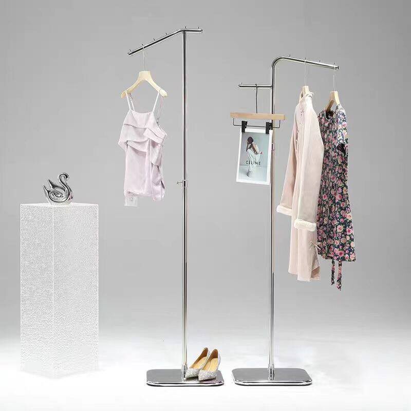 服装店展示架陈列架落地式不锈钢侧挂衣架中岛正挂橱窗女装店货架