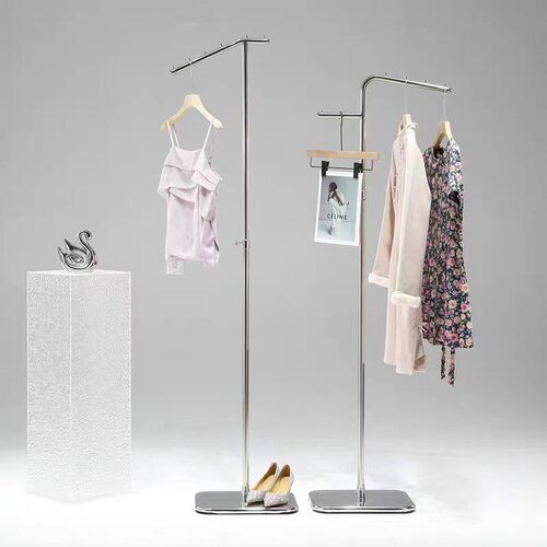服装店展示架陈列架落地式不锈钢侧挂衣架中岛正挂橱窗女装店货架